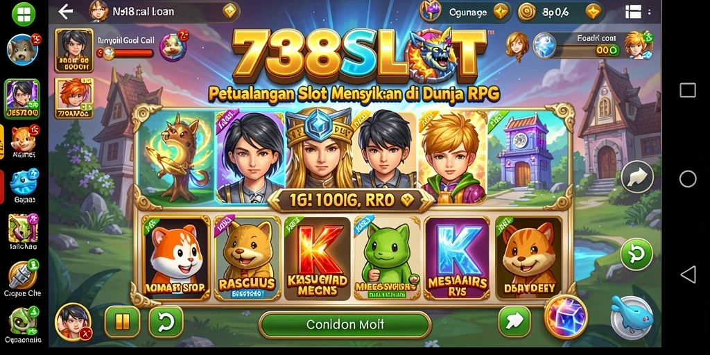 Tampilan gameplay 738SLOT yang menarik dan penuh warna.