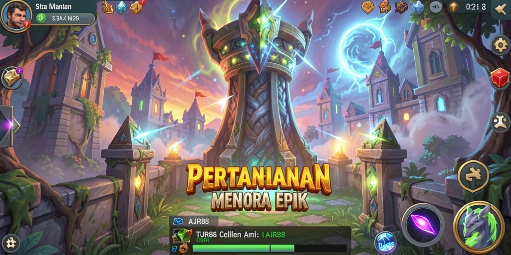 Tampilan gameplay AJR88 dengan aksi Tower Defense yang intens.