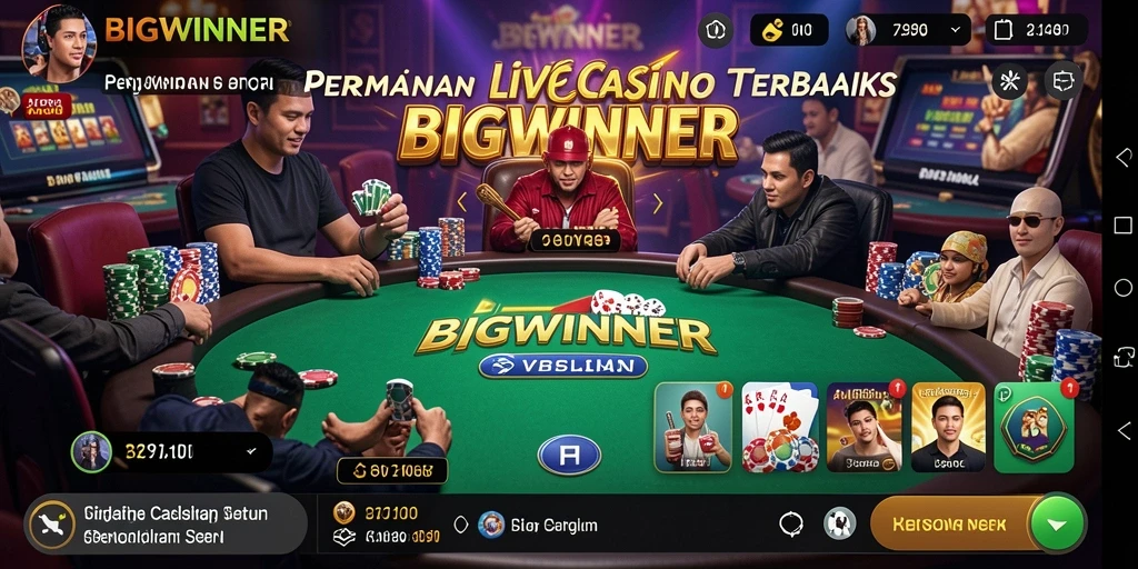 Screenshot BIGWINNER menampilkan dealer langsung dalam permainan Live Casino.