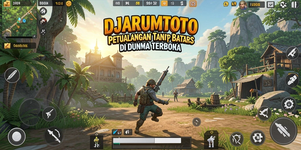 Screenshot gameplay <strong>DJARUMTOTO</strong> yang menunjukkan petualangan di dunia terbuka.