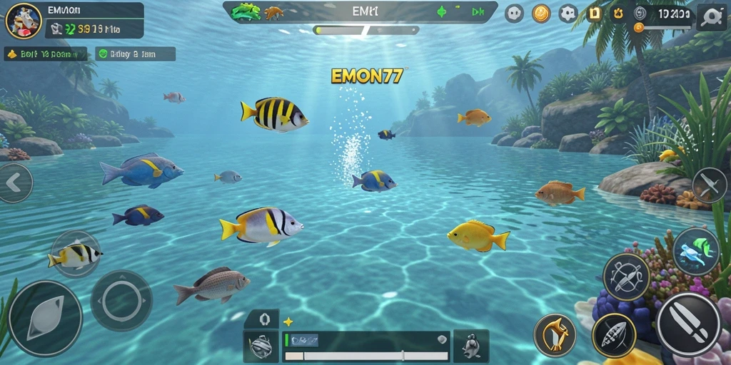 Gameplay seru menembak ikan di EMON77.