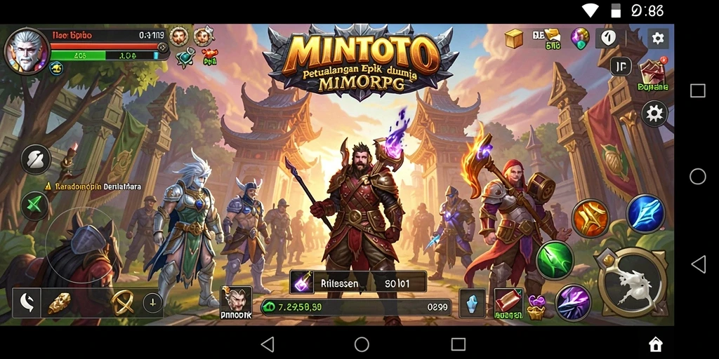 Tampilan gameplay seru dalam MINTOTO yang menampilkan aksi pertempuran.