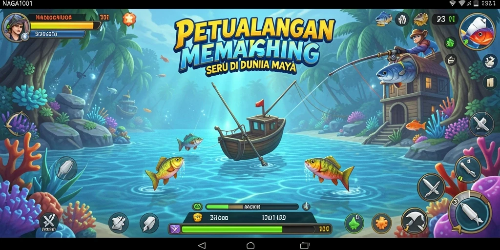 Screenshot gameplay NAGA1001 menampilkan aksi memancing yang mendebarkan.