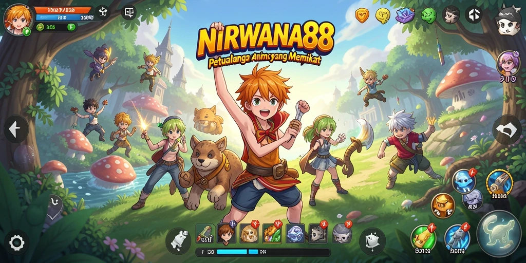 Tampilan gameplay NIRWANA88 yang menakjubkan dengan karakter anime.