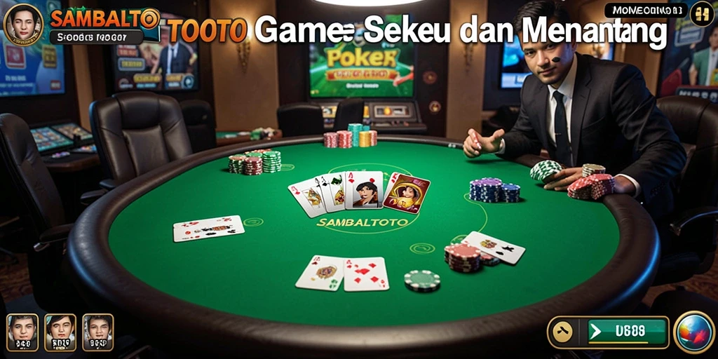 Tampilan gameplay seru dalam SAMBALTOTO dengan bet dan strategi Poker.