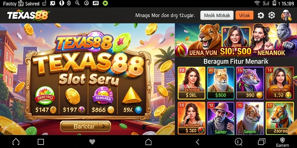 Gameplay seru TEXAS88 dengan beragam tema slot.